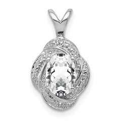 Sterling Silver Rhodium-plated Diam. & White Topaz Pendant QBPD12APR