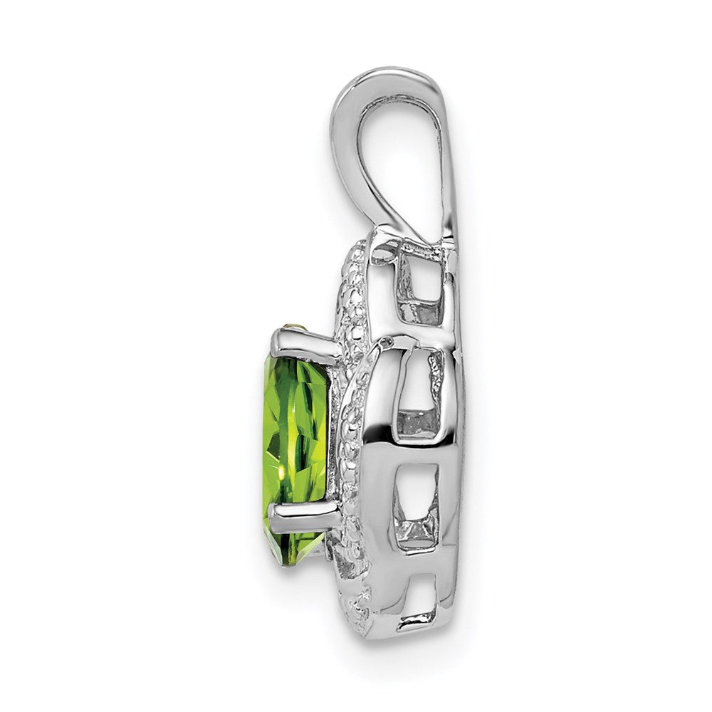 Sterling Silver Rhodium-plated Diam. & Peridot Pendant QBPD12AUG