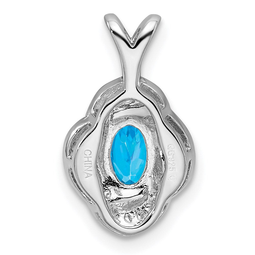 Sterling Silver Rhodium-plated Diam. & Blue Topaz Pendant QBPD12DEC