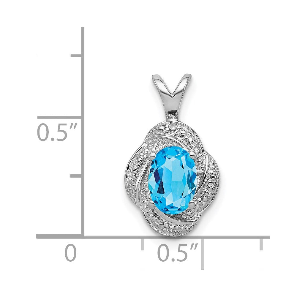 Sterling Silver Rhodium-plated Diam. & Blue Topaz Pendant QBPD12DEC