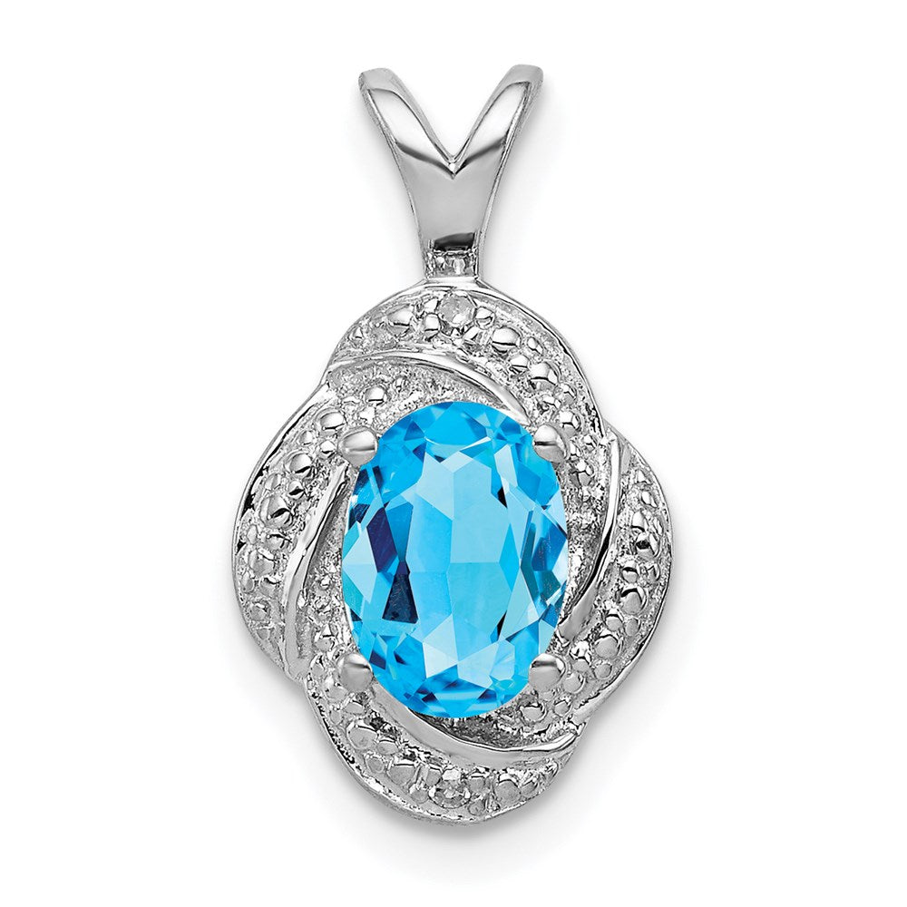 Sterling Silver Rhodium-plated Diam. & Blue Topaz Pendant QBPD12DEC