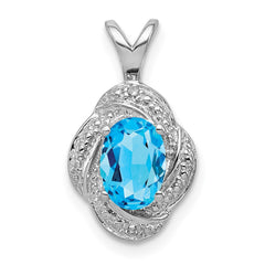 Sterling Silver Rhodium-plated Diam. & Blue Topaz Pendant QBPD12DEC