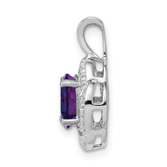 Sterling Silver Rhodium-plated Diam. & Amethyst Pendant QBPD12FEB