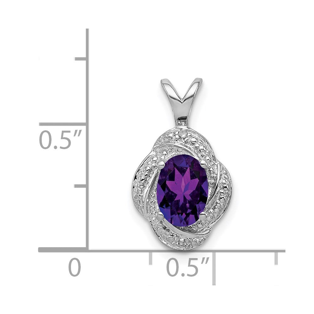 Sterling Silver Rhodium-plated Diam. & Amethyst Pendant QBPD12FEB
