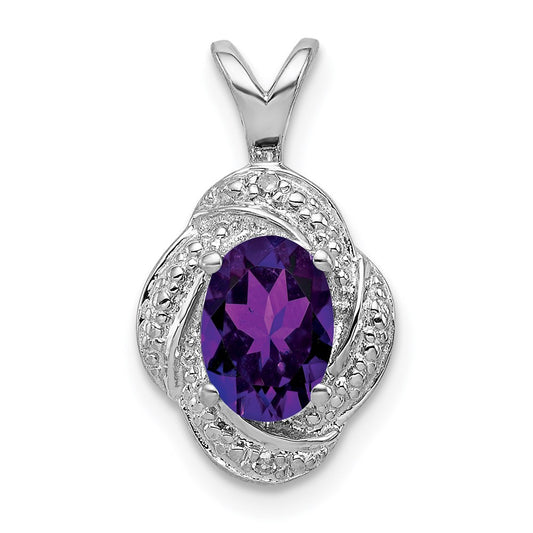 Sterling Silver Rhodium-plated Diam. & Amethyst Pendant QBPD12FEB