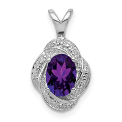 Sterling Silver Rhodium-plated Diam. & Amethyst Pendant QBPD12FEB