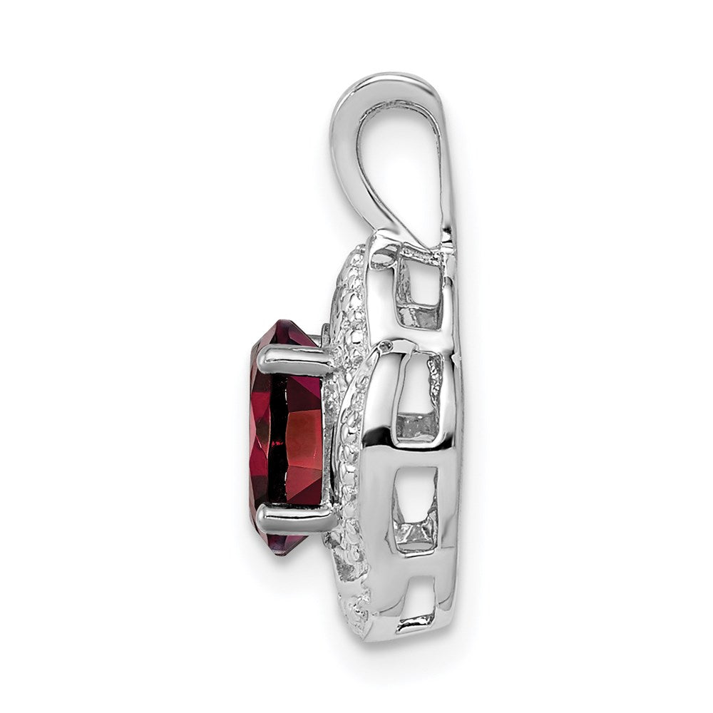 Sterling Silver Rhodium-plated Diam. & Garnet Pendant QBPD12JAN