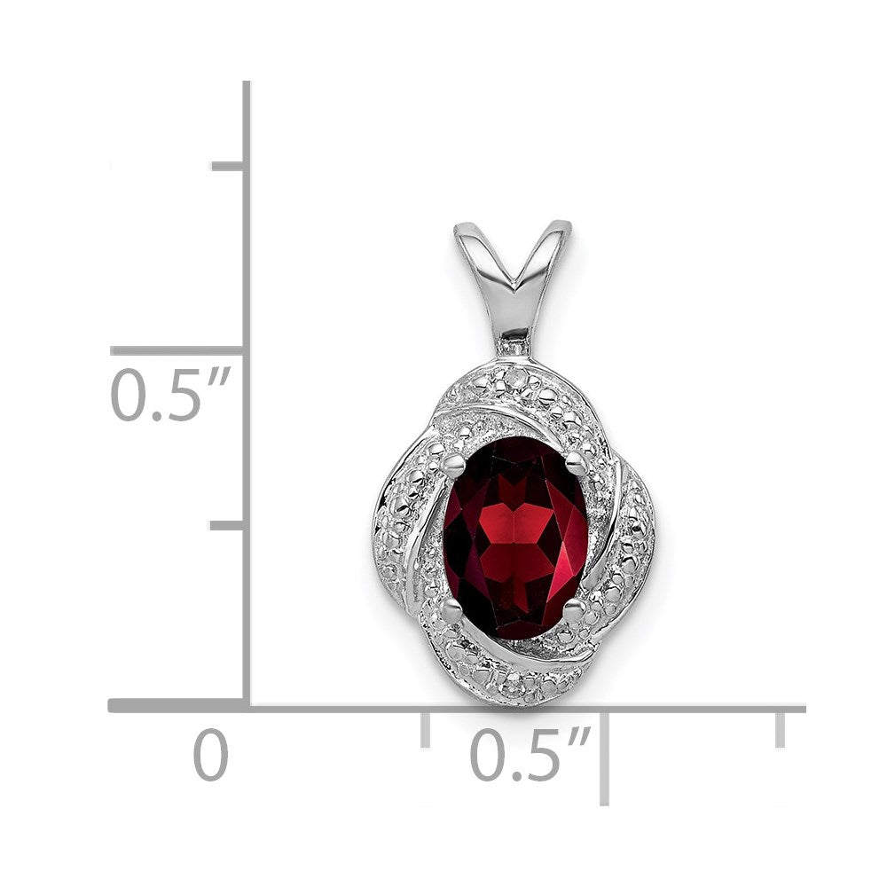 Sterling Silver Rhodium-plated Diam. & Garnet Pendant QBPD12JAN