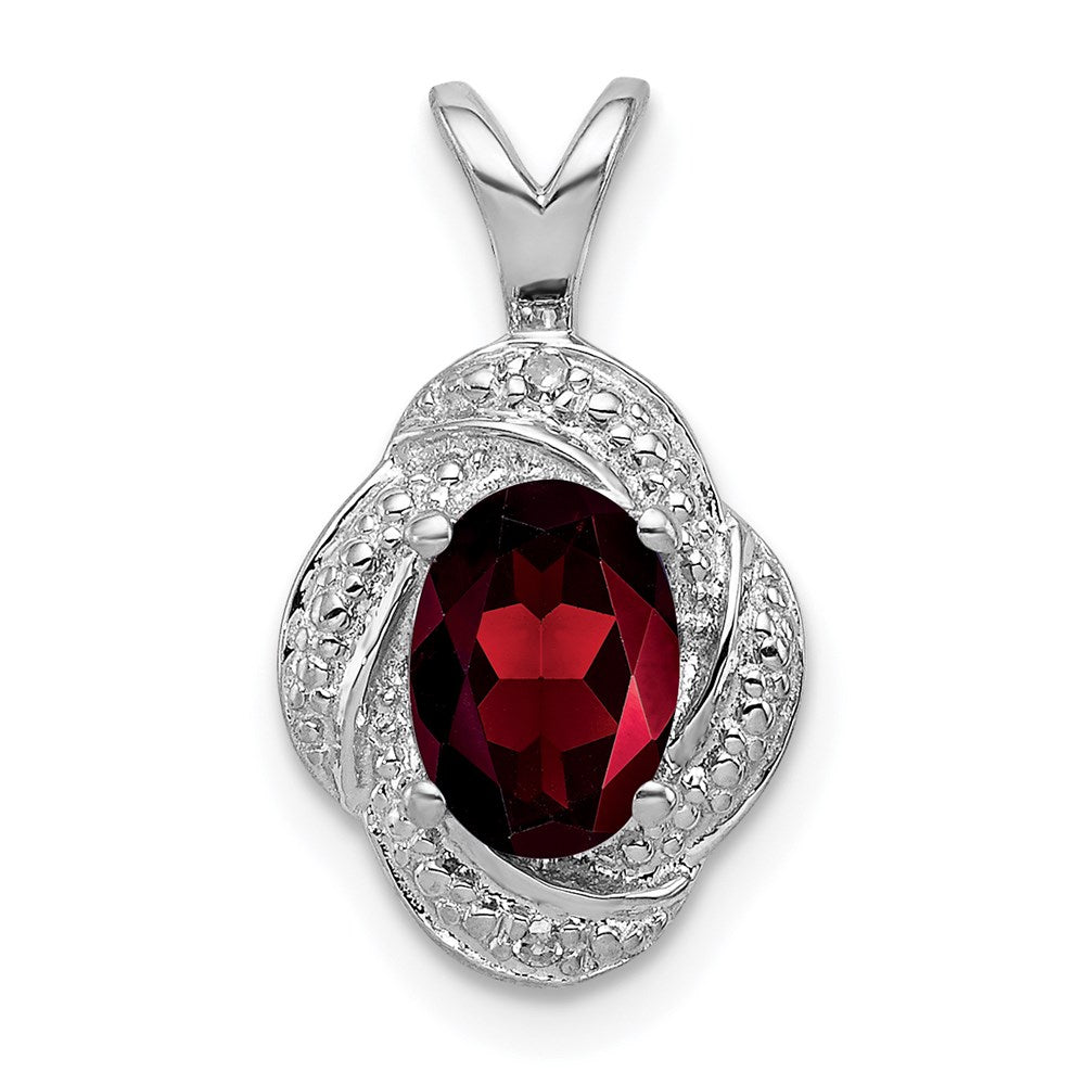 Sterling Silver Rhodium-plated Diam. & Garnet Pendant QBPD12JAN