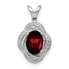 Sterling Silver Rhodium-plated Diam. & Garnet Pendant QBPD12JAN