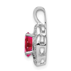 Sterling Silver Rhodium Plated Diamond and Lab Created Ruby Pendant QBPD12JUL