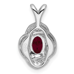 Sterling Silver Rhodium Plated Diamond and Lab Created Ruby Pendant QBPD12JUL