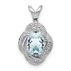Sterling Silver Rhodium-plated Diam. & Aquamarine Pendant QBPD12MAR