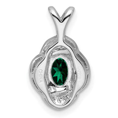 Sterling Silver Rhodium-plated Diam. & Created Emerald Pendant QBPD12MAY