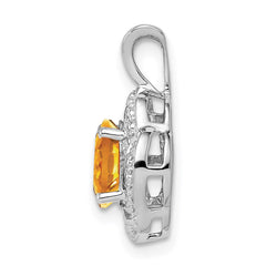Sterling Silver Rhodium-plated Diam. & Citrine Pendant QBPD12NOV