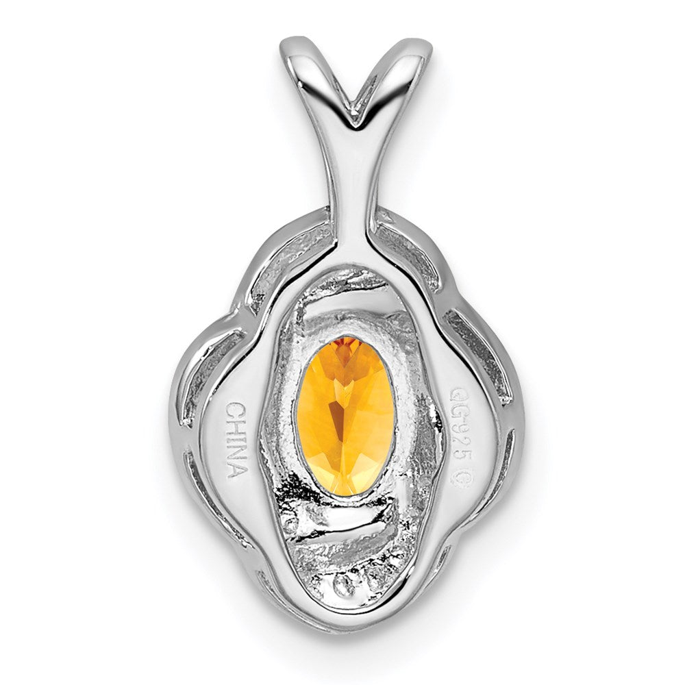 Sterling Silver Rhodium-plated Diam. & Citrine Pendant QBPD12NOV
