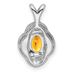 Sterling Silver Rhodium-plated Diam. & Citrine Pendant QBPD12NOV