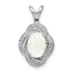 Sterling Silver Rhodium-plated Diam. & Created Opal Pendant QBPD12OCT