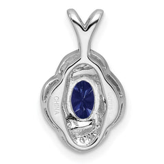 Sterling Silver Rhodium-plated Diam. & Created Sapphire Pendant QBPD12SEP