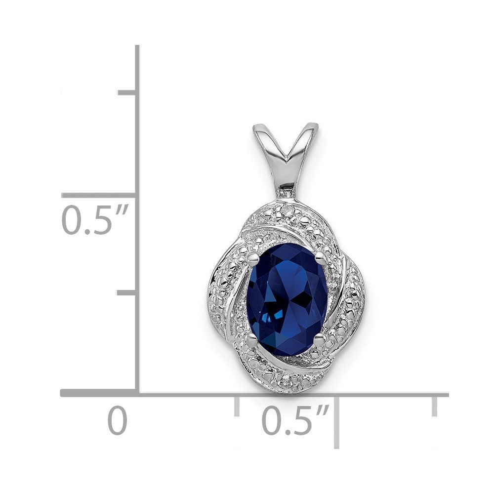 Sterling Silver Rhodium-plated Diam. & Created Sapphire Pendant QBPD12SEP