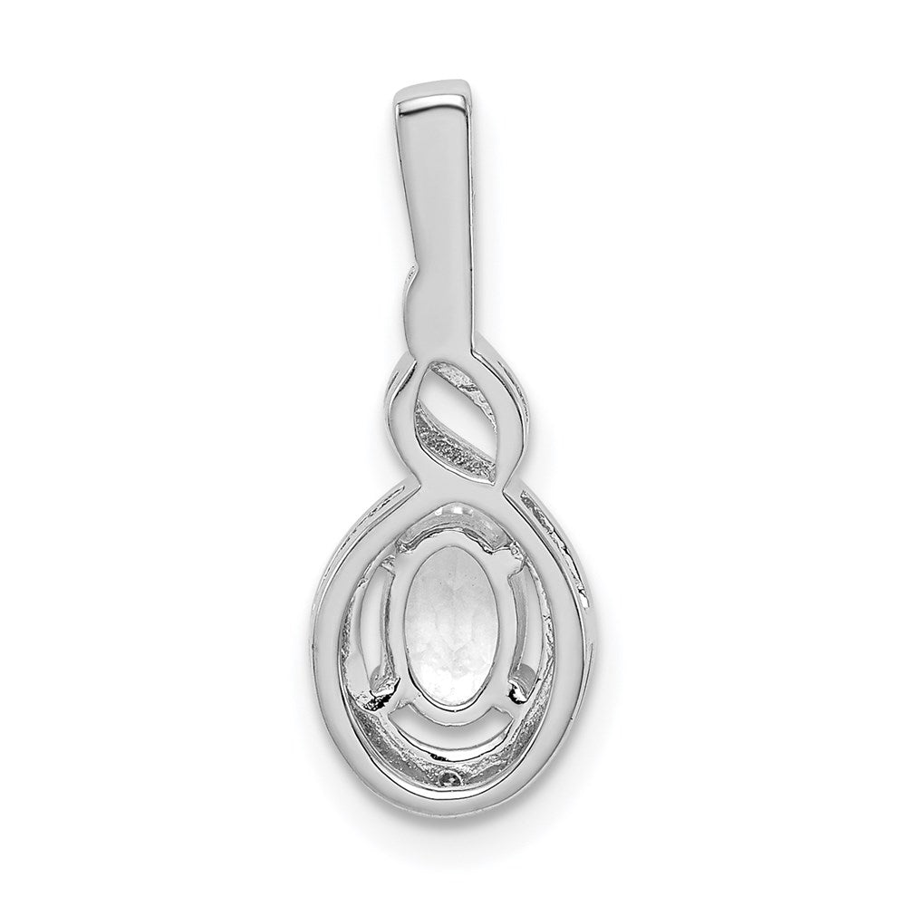 Sterling Silver Rhodium-plated White Topaz & Diam. Pendant QBPD18APR