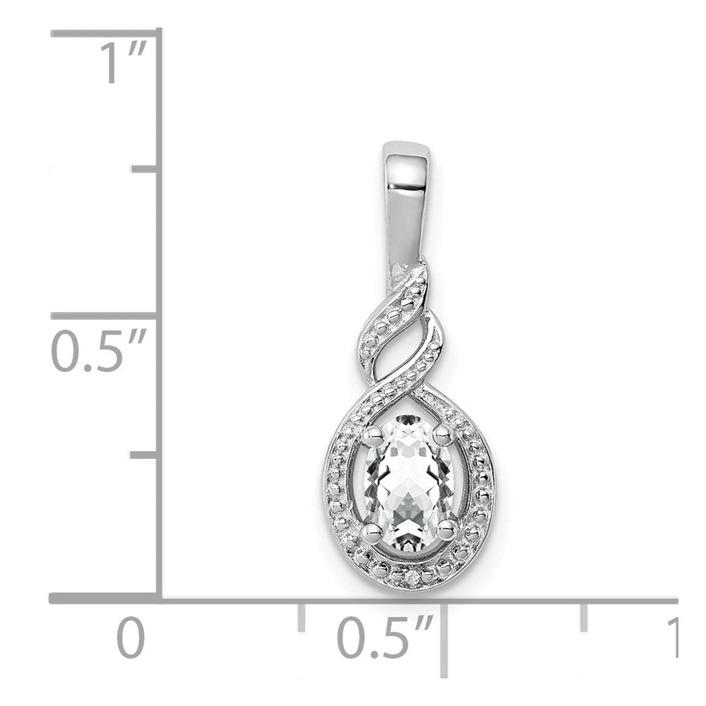 Sterling Silver Rhodium-plated White Topaz & Diam. Pendant QBPD18APR