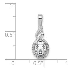 Sterling Silver Rhodium-plated White Topaz & Diam. Pendant QBPD18APR