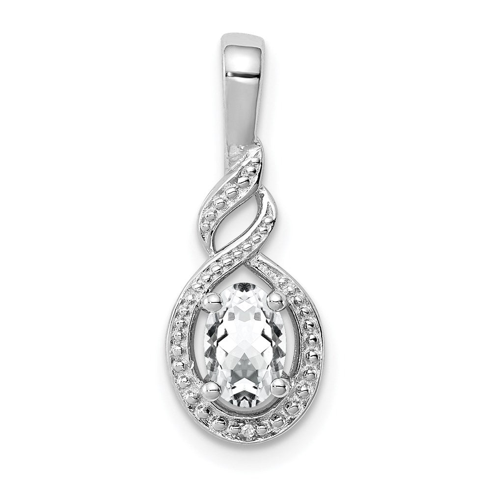 Sterling Silver Rhodium-plated White Topaz & Diam. Pendant QBPD18APR