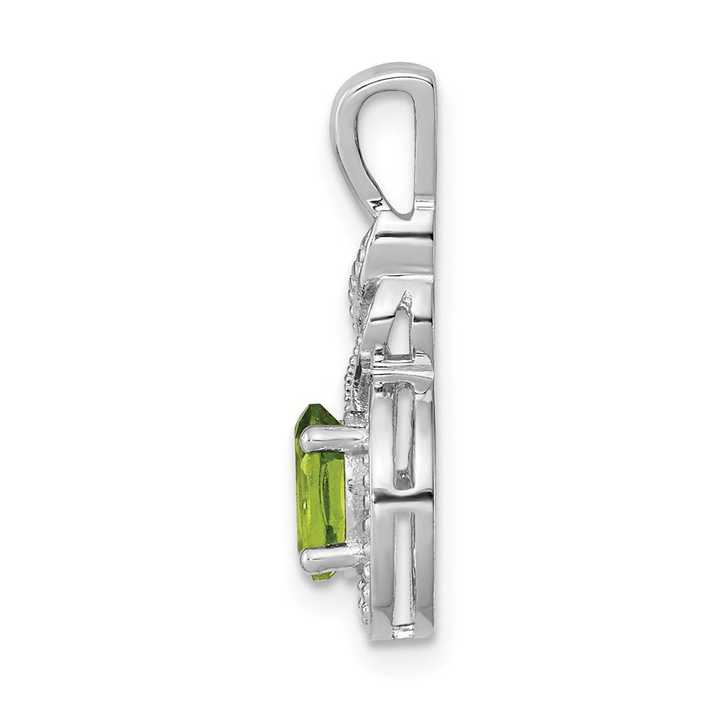 Sterling Silver Rhodium-plated Peridot & Diam. Pendant QBPD18AUG