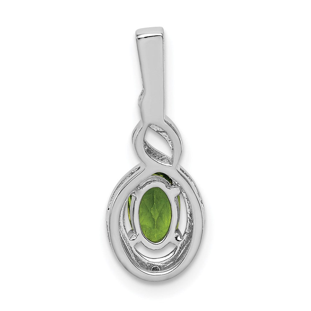 Sterling Silver Rhodium-plated Peridot & Diam. Pendant QBPD18AUG