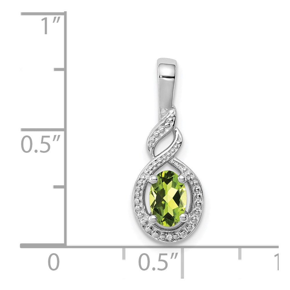Sterling Silver Rhodium-plated Peridot & Diam. Pendant QBPD18AUG