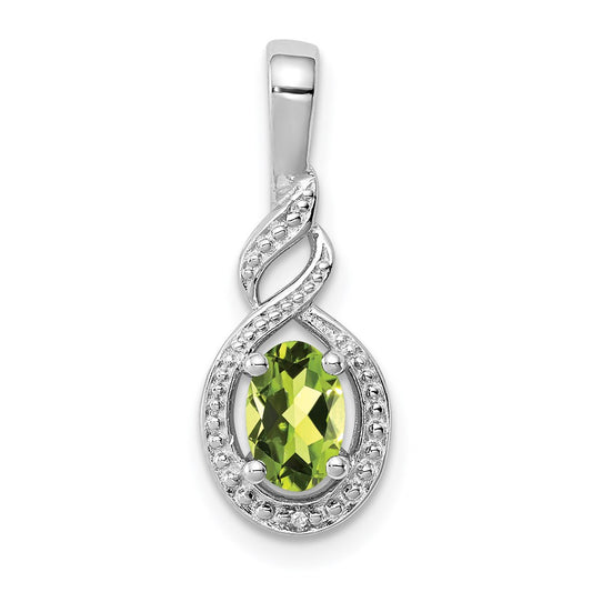Sterling Silver Rhodium-plated Peridot & Diam. Pendant QBPD18AUG