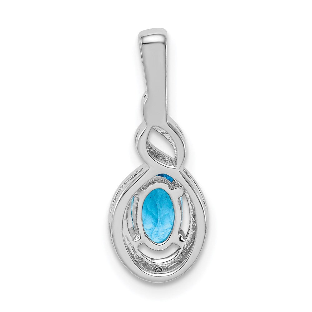 Sterling Silver Rhodium-plated Swiss Blue Topaz & Diam. Pendant QBPD18DEC