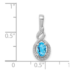 Sterling Silver Rhodium-plated Swiss Blue Topaz & Diam. Pendant QBPD18DEC