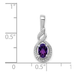 Sterling Silver Rhodium-plated Amethyst & Diam. Pendant QBPD18FEB