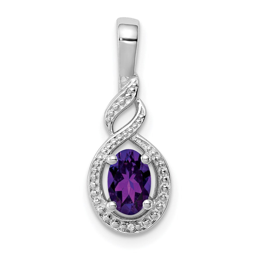 Sterling Silver Rhodium-plated Amethyst & Diam. Pendant QBPD18FEB