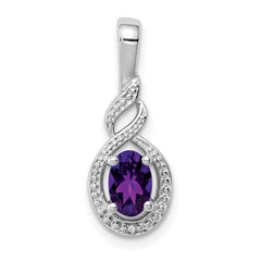 Sterling Silver Rhodium-plated Amethyst & Diam. Pendant QBPD18FEB