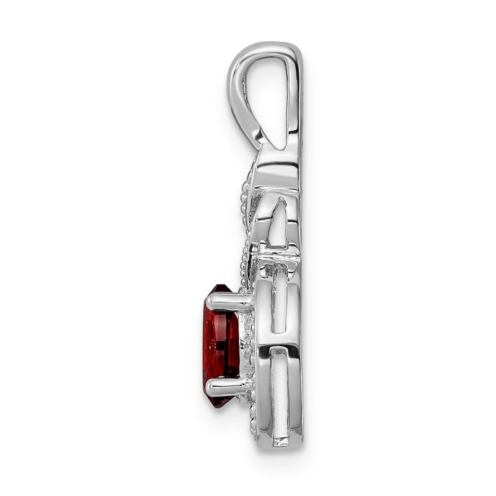 Sterling Silver Rhodium-plated Garnet & Diam. Pendant QBPD18JAN