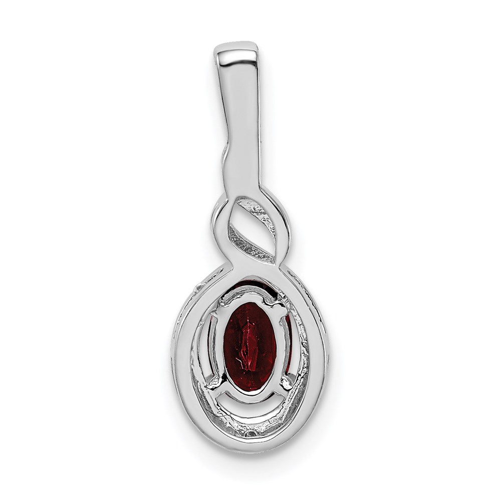 Sterling Silver Rhodium-plated Garnet & Diam. Pendant QBPD18JAN