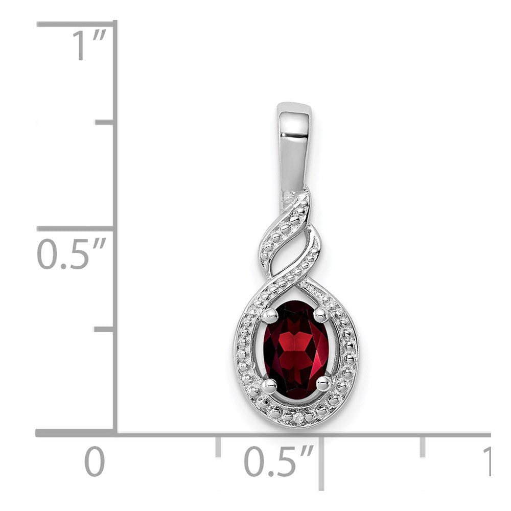 Sterling Silver Rhodium-plated Garnet & Diam. Pendant QBPD18JAN