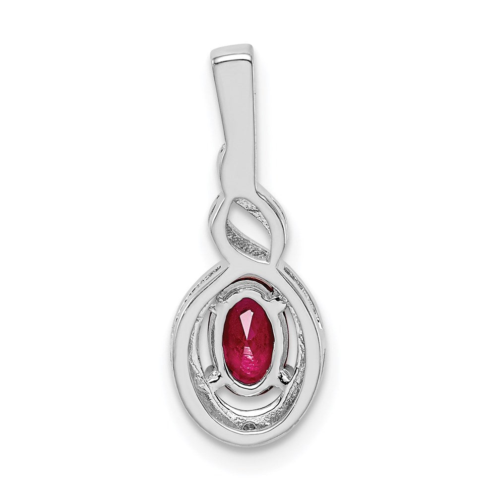 Sterling Silver Rhodium-plated Created Ruby & Diam. Pendant QBPD18JUL
