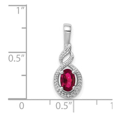 Sterling Silver Rhodium-plated Created Ruby & Diam. Pendant QBPD18JUL