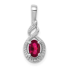 Sterling Silver Rhodium-plated Created Ruby & Diam. Pendant QBPD18JUL