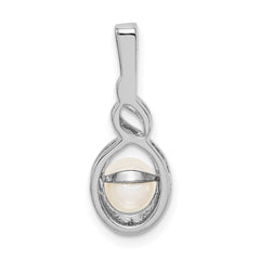 Sterling Silver Rhodium-plated FW Cultured Pearl & Diam. Pendant QBPD18JUN
