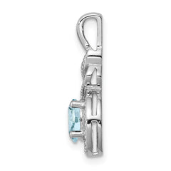 Sterling Silver Rhodium-plated Aquamarine & Diam. Pendant QBPD18MAR