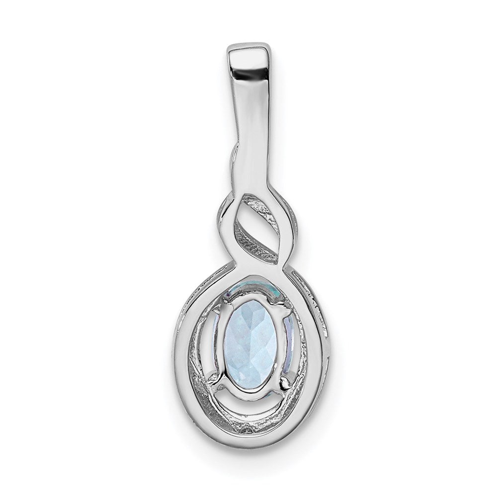 Sterling Silver Rhodium-plated Aquamarine & Diam. Pendant QBPD18MAR