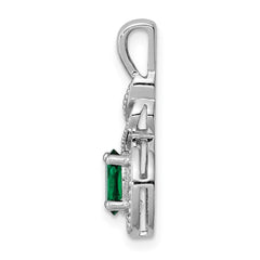 Sterling Silver Rhodium-plated Created Emerald & Diam. Pendant QBPD18MAY