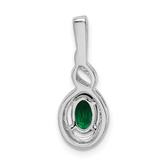 Sterling Silver Rhodium-plated Created Emerald & Diam. Pendant QBPD18MAY