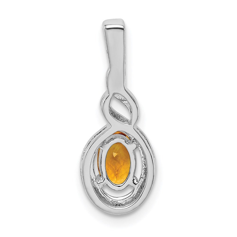 Sterling Silver Rhodium-plated Citrine & Diam. Pendant QBPD18NOV