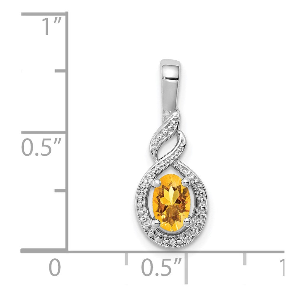 Sterling Silver Rhodium-plated Citrine & Diam. Pendant QBPD18NOV